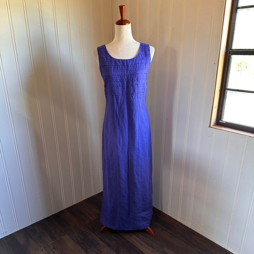 Vintage 90s Twee Blue Maxi Dress 14